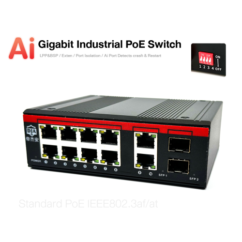 Gpi Switch Industrial AI PoE Switch 12 Port (8 PoE + 2 Uplink + 2 SFP) | Full ...