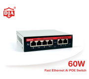 MINI Ai POE Switch 6 Port (4 POE + 2 Uplink) 10/100M ยี่ห้อ DJA รุ่น X1006B MINI Ai POE Switch 6 Port (4 POE + 2 Uplink) 10/100M ยี่ห้อ DJA รุ่น X1006B
