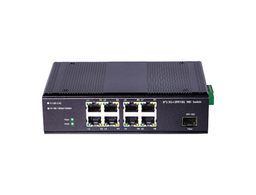 Industrial Switch 8 Port 2.5G with 10G SFP Uplink Front View