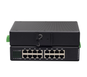 Gigabit 16 Port Industrial PoE Switch ยึดรางปีกนก DIN-35mm