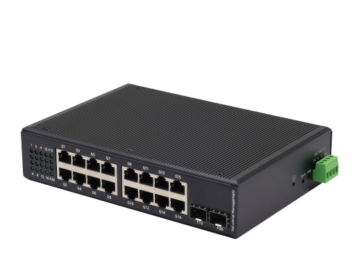 Industrial Gigabit PoE Switch 16 Port + 2 SFP Uplink ติดตั้ง DIN-Rail