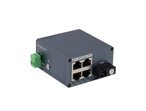 Mini Gigabit Industrial Fiber 1SC 4LAN | 20km | A Mini Gigabit Industrial Fiber 1SC 4LAN 20km A