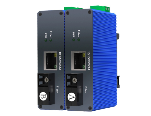 mini Gigabit Industrial WDM Media Converter SC Single-Mode 20km DC 9–57V