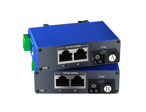 Mini Gigabit Industrial Media Converter 1 Fiber SC WDM 20km 2 LAN