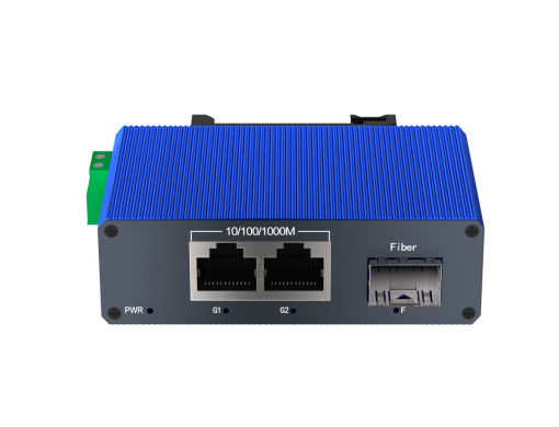 Mini Gigabit Industrial Media Converter 1 SFP 2 LAN DC 9-57V (DIN Rail)