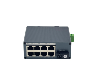 Mini Industrial Gigabit Fiber Media Converter | 1 SC (WDM A) + 8 LAN | 20km | DC 9-57V | DIN-Rail