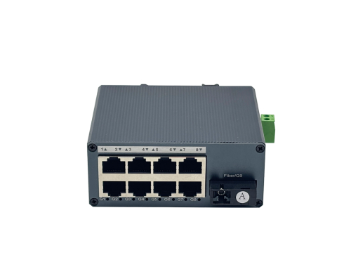 Mini Industrial Gigabit Fiber Media Converter 1 SC WDM A 8 LAN 20km DC 9-57V DIN-Rail
