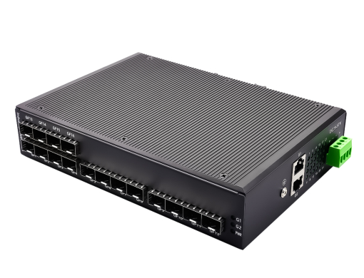 สวิตช์อุตสาหกรรม HM รองรับการติดตั้งแบบ DIN-Rail และ Wall-Mount Industrial Gigabit Switch SFP 16 Port รุ่น HM IND-SFP-16 เกรดอุตสาหกรรม