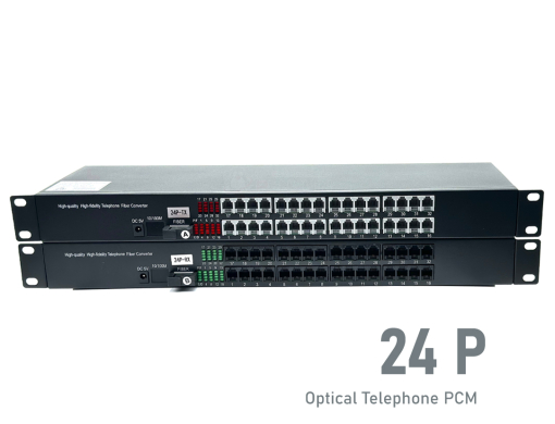 ตัวแปลงสัญญาณโทรศัพท์ Telephone Optical PCM 24 Channel (Rack Mount) รองรับการส่งสัญญาณผ่านไฟเบอร์ออปติกแบบ Single-mode สูงสุด 20 กิโลเมตร