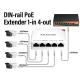 PoE Extender เข้า 1 ออก 4 (ยึดรางปีกนก) รุ่น DG104B PoE Extender เข้า 1 ออก 4 (ยึดรางปีกนก) รุ่น DG104B รองรับ IEEE 802.3af/at 10/100Mbps
