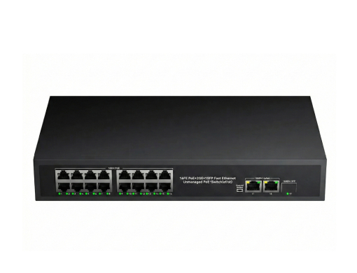 PoE Switch 16 Port 10/100 + 2 Gigabit Uplink + 1 SFP กำลังรวม 200W