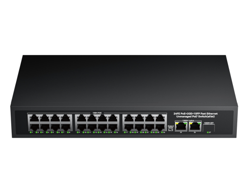 PoE Switch 24 Port 10/100 + 2 Gigabit Uplink + 1 SFP กำลังรวม 300W