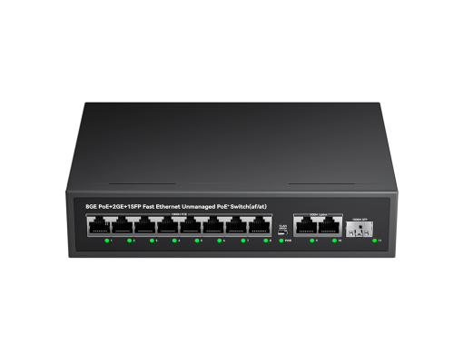 สวิตช์ PoE Gigabit 8 พอร์ต + 2 Uplink + 1 SFP รุ่น HX-X0803PEG กำลัง 120W รองรับ 802.3af/at