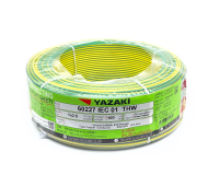 สายไฟ YAZAKI 60227 IEC 01 THW 1x2.5 ตร.มม. สีเขียว/เหลือง ยาว 100 เมตร