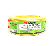 สายไฟ YAZAKI 60227 IEC 01 THW 1x2.5 ตร.มม. สีเหลือง ยาว 100 เมตร