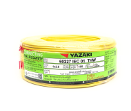สายไฟ YAZAKI 60227 IEC 01 THW 1x2.5 ตร.มม. สีเหลือง ยาว 100 เมตร