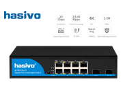 Full Gigabit PoE Switch 8 Port + 2 SFP (180W) ยี่ห้อ hasivo