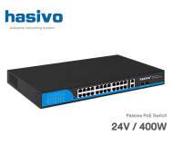 24V Passive PoE Switch 24 Port + 2 Gigabit Uplink (COMBO) 400W | hasivo รุ่น S5800P-24F-2TC-FB(24)
