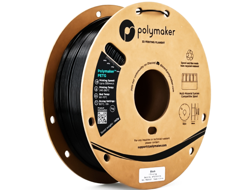 Polymaker™ PETG Black PB05001 1.75mm Polymaker PETG Black 1.75mm SKU PB05001 เส้นพลาสติกเครื่องพิมพ์ 3 มิติ สีดำ