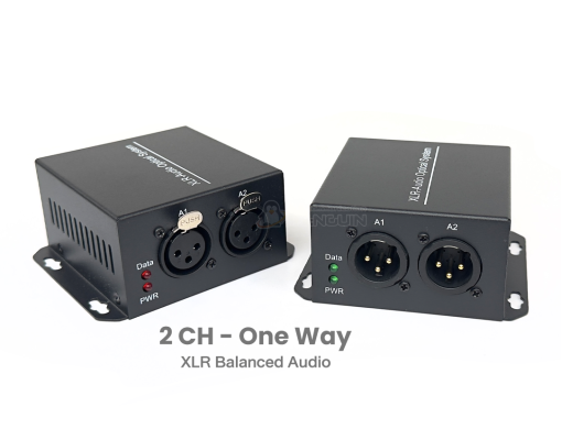 กล่องแปลงสัญญาณเสียง Balance Audio XLR ผ่านสายไฟเบอร์ออปติก Single-mode ระยะไกล 20 กิโลเมตร แบบ 2 ช่อง ทิศทางเดียว
