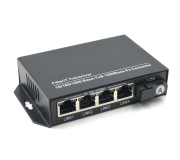 Gigabit Fiber Media Converter | 1 Fiber + 4 LAN | SC Single-Mode | WDM A | 3km