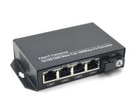 Gigabit Fiber Media Converter | 1 Fiber + 4 LAN | SC Single-Mode | WDM A | 3km