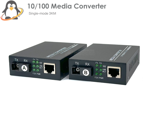 ตัวแปลงสัญญาณไฟเบอร์ออปติก 10/100 Media Converter ระยะ 3 km 
