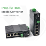(2-in-1) Gigabit Industrial Media Converter 4 Port + RS485