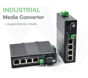 (2-in-1) Gigabit Industrial Media Converter 4 Port + RS485