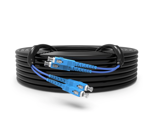 สายไฟเบอร์ออฟติก Single-mode 2 คอร์ SC หุ้มเกราะ (armoured)  กันกระรอก ยาว 50 เมตร ทนทานต่อสภาพอากาศและการกัดแทะของสัตว์