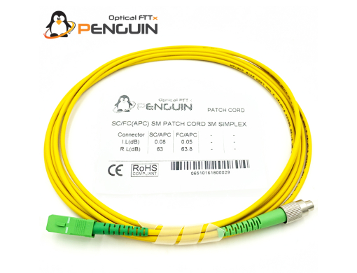 Patch Cord SC/APC-FC/APC 3m | SM 9/125 | Simplex | LSZH | OD 3.0mm | G.657A1 สายแพทช์คอร์ดไฟเบอร์ออฟติก SC/APC to FC/APC Single Mode 9/125 Simplex 3 เมตร LSZH OD 3.0mm G.657A1