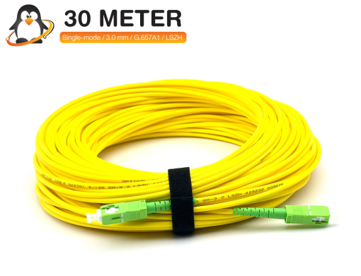 สายไฟเบอร์ออปติก Patch Cord Single-mode SC/APC แบบ Simplex ยาว 30 เมตร เส้นใยแก้ว G.657A1 เปลือกฉนวน LSZH