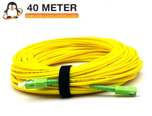 สายไฟเบอร์ออปติก Patch Cord Single-mode SC/APC แบบ Simplex ยาว 40 เมตร เส้นใยแก้ว G.657A1 เปลือกฉนวน LSZH