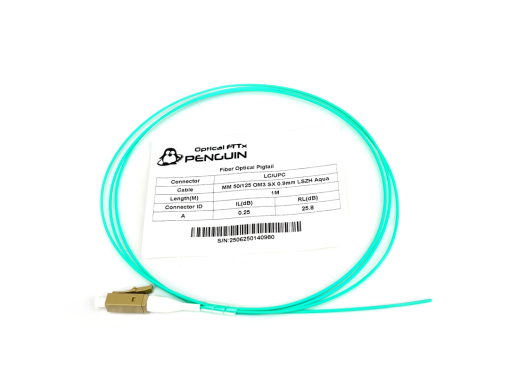 ภาพสายไฟเบอร์ Pigtail LC/UPC มัลติโหมด OM3 ความยาว 1 เมตร