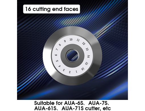 ใบตัดสำหรับแท่นตัดไฟเบอร์ออปติก (FIber Optic Cleaver) รุ่น AUA-6S/7S/61S/71S/6C/8A ขนาดเส้นผ่านศูนย์กลาง 20 มิลลิเมตร จำนวน16 การหมุนใบมีด