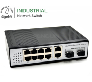 Full Gigabit Industrial Network Switch / Hub 10 Port (1000M) + 2 SFP