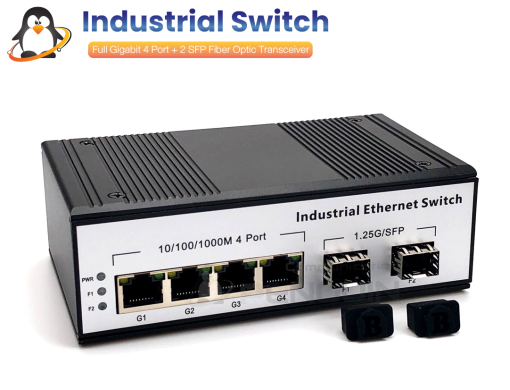 Industrial Switch Gigabit 6 Port ( 4 RJ45 + 2 SFP)