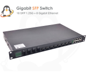 Full Gigabit Fiber Switch 16 Port SFP 1.25G + 8 Gibabit Ethernet (Rack mount 1U)
