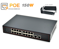 PoE Switch 18 Port (16 PoE + 2 Gigabit Uplink) พร้อมหูยึดตู้แร็ค