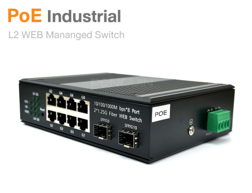 Gigabit Industrial L2 WEB Managed PoE Switch 8 Port + 2 SFP