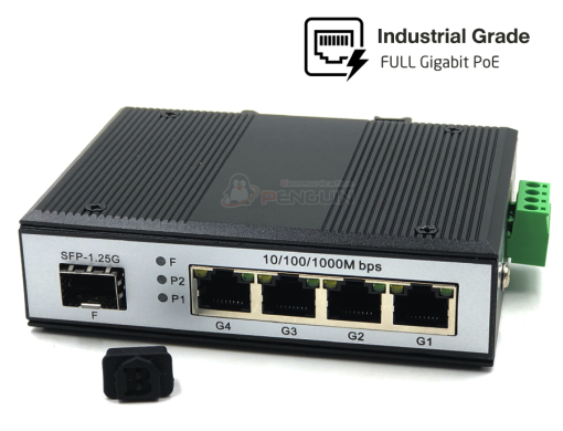 5 Port Full Gigabit Industrial PoE Switch (4 PoE + SFP)