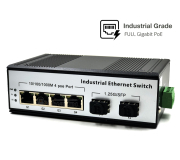 Gigabit Industrial PoE Switch 6 Port (4 PoE + 2 SFP)