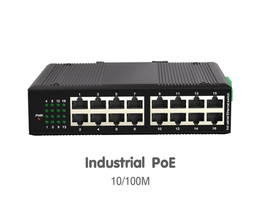 สวิตช์ PoE อุตสาหกรรม 10/100M 16 พอร์ต โปรโตคอล IEEE802.3af/at เชื่อมต่ออุปกรณ์ได้หลายชนิด