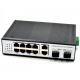 Gigabit Industrial POE Switch 8 port + 2GE + 2SFP with Din Rail Power Supply