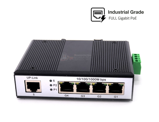 5 Port Full Gigabit Industrial PoE Switch (4 PoE + 1 Uplink)