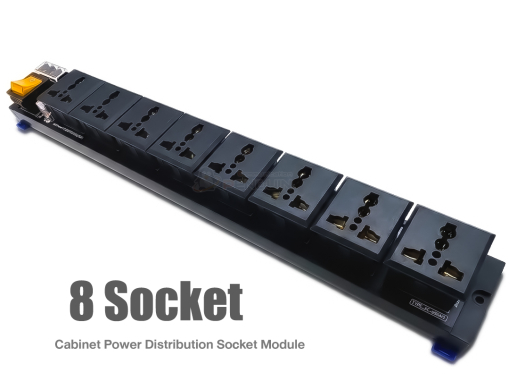 รางปลั๊กไฟติดรางปีกนก DIN Rail 8 ช่อง รุ่น AC-8REAW สำหรับตู้ควบคุมไฟฟ้า