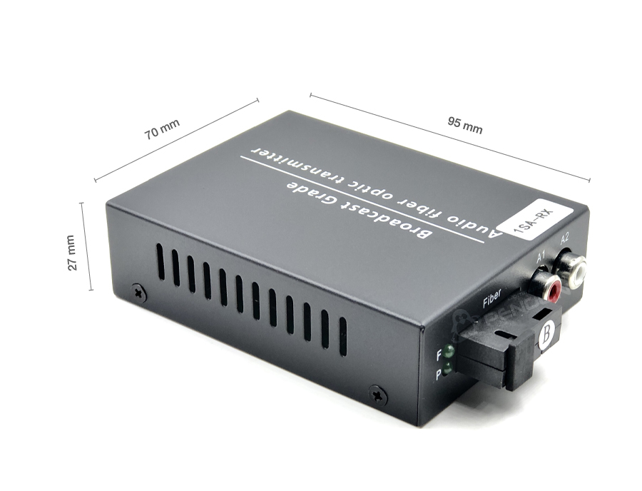ตัวแปลงสัญญาณ (Media Converter) เสียง (Audio) ผ่านสายไฟเบอร์ออปติก Single-mode ระยะไกลแบบ 2 ทาง 1 ช่องส่งสัญญาณ RCA + 1 ช่องรับสัญญาณ RCA ใช้ Fiber 1 Core