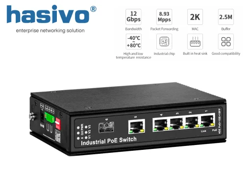 Gigabit Industrial PoE Switch 6 Port (4 PoE + 1GE + SFP) ประกัน 2 ปี