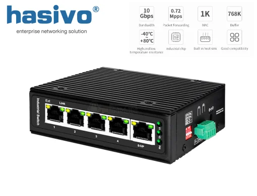 Gigabit Industrial Switch 5 Port hasivo รุ่น G500-5G เกรดอุตสาหกรรม ของแท้ คุณภาพสูง