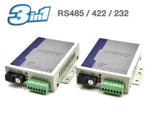RS485, RS422, RS232 Fiber Media Converter แบบ 3-in-1 ผ่านไฟเบอร์ออปติก เพิ่มระยะทางการส่งสัญญาณ ลดสัญญาณรบกวน